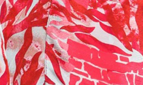 Apny Print Wrap Front Cotton High-low Top In Red