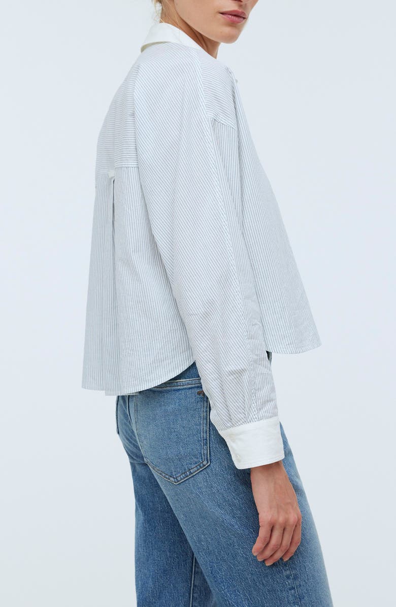 Madewell Stripe Cotton Cargo Pocket Crop Shirt, Alternate, color, 
