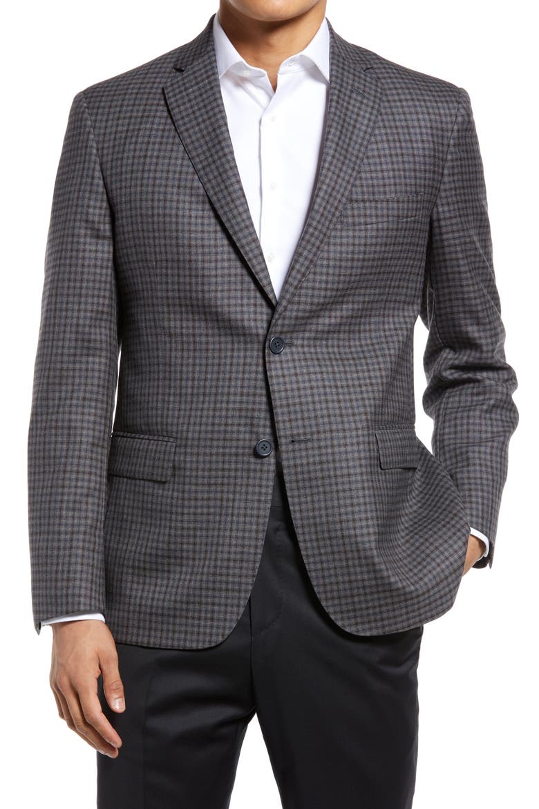 Check Wool Sport Coat, Main, color, DARK TAUPE