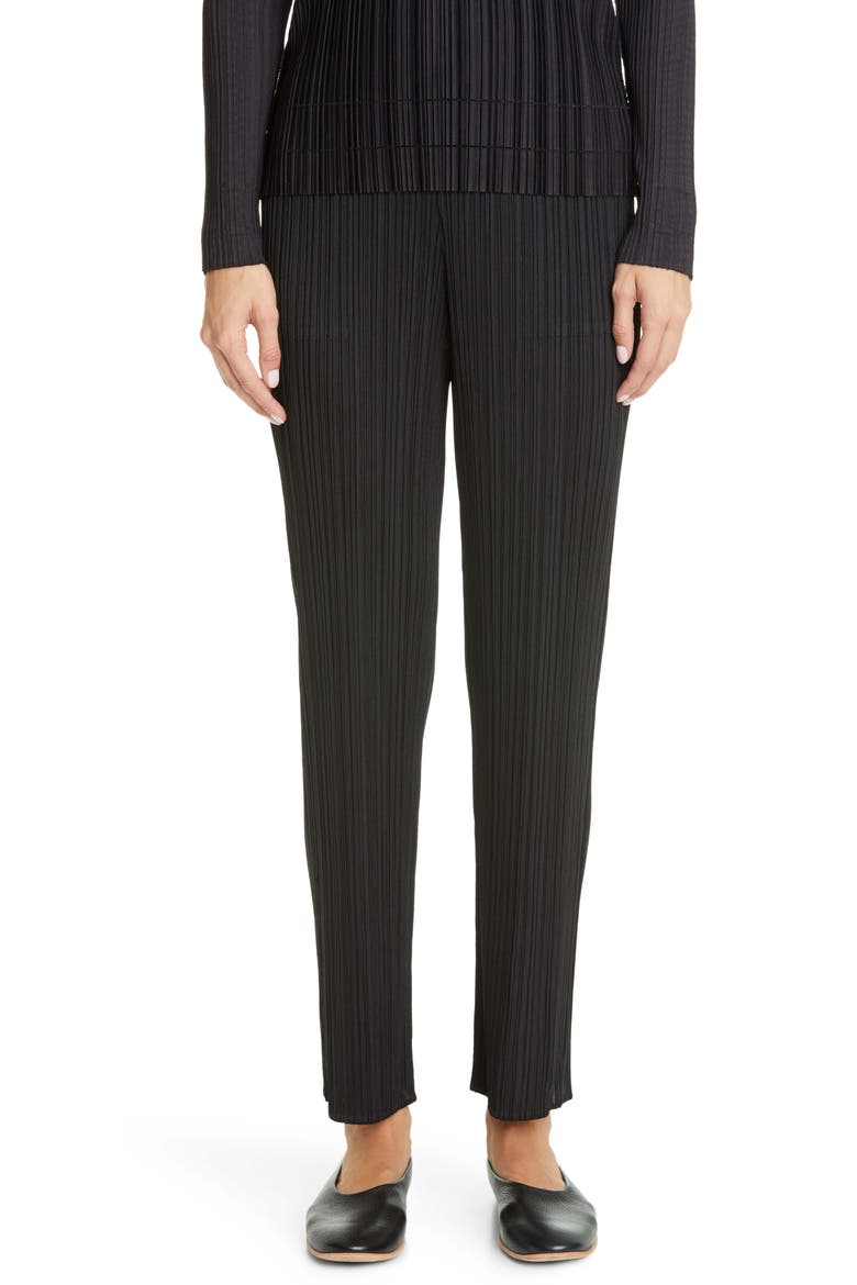 Pleated Ankle Pants, Main, color, BLACK