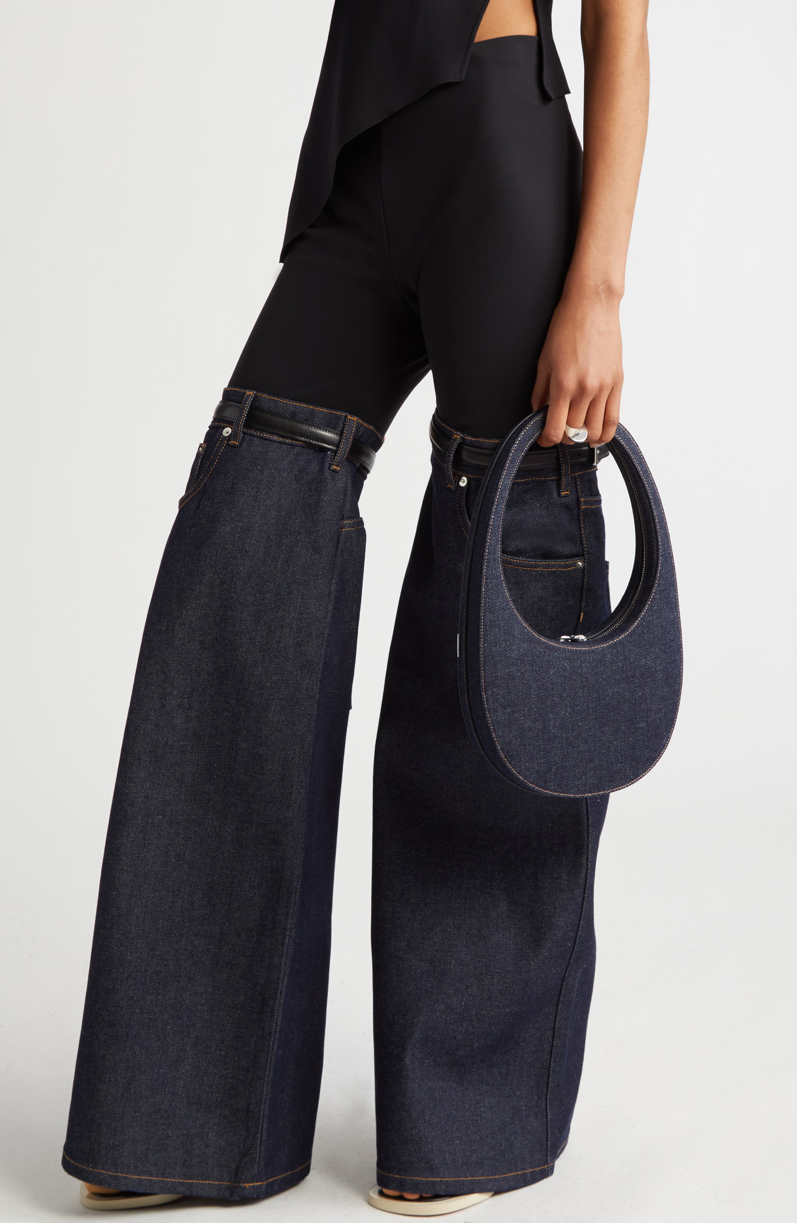 Swipe Denim Top Handle Bag, Alternate, color, DARK NAVY