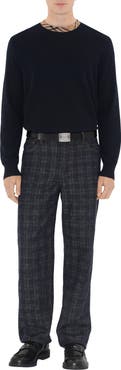 Burberry Check Trim Wool Sweater