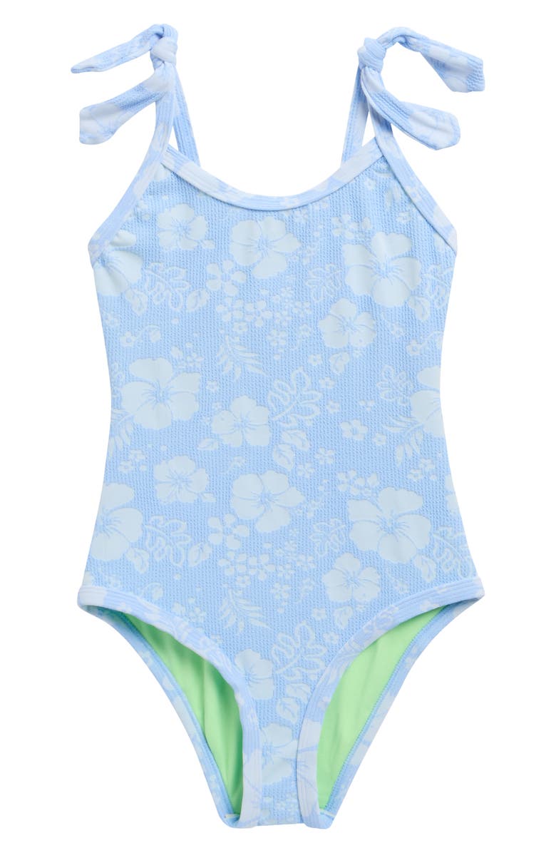 Beach Lingo Kids' Binding One-Piece Swimsuit, Main, color, Blue