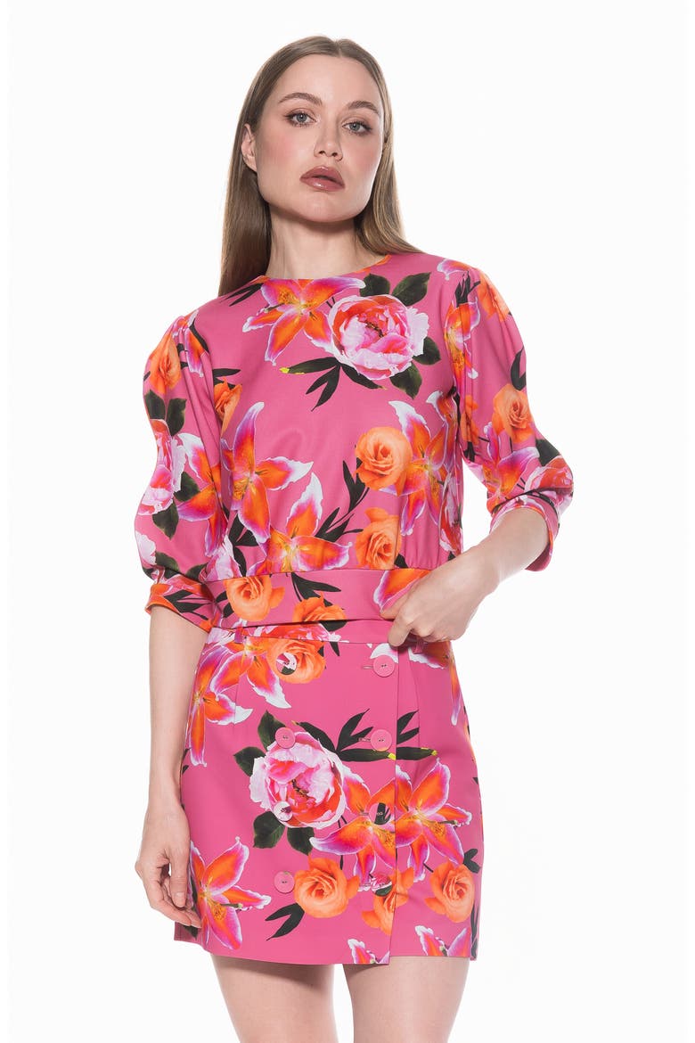 Bebe Three-Quarter Sleeve Sweatshirt, Alternate, color, PINK FLORAL