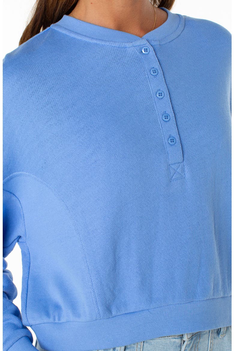 Overcast Relaxed Fit Crop Cotton Henley, Alternate, color, CORNFLOWER