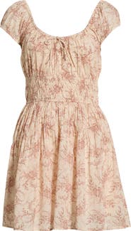 PAIGE Rosewood Shirred Bodice Cotton Mini Sundress