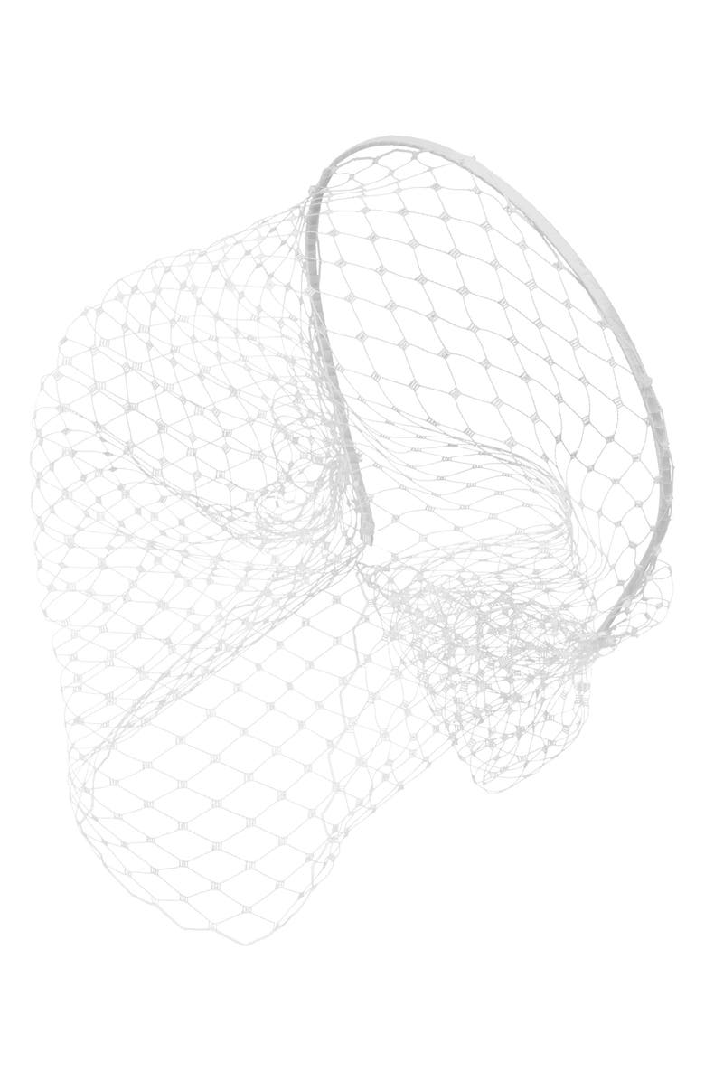 Jennifer Behr Voilette Silk Headband with Mesh Veil, Main, color, Cream