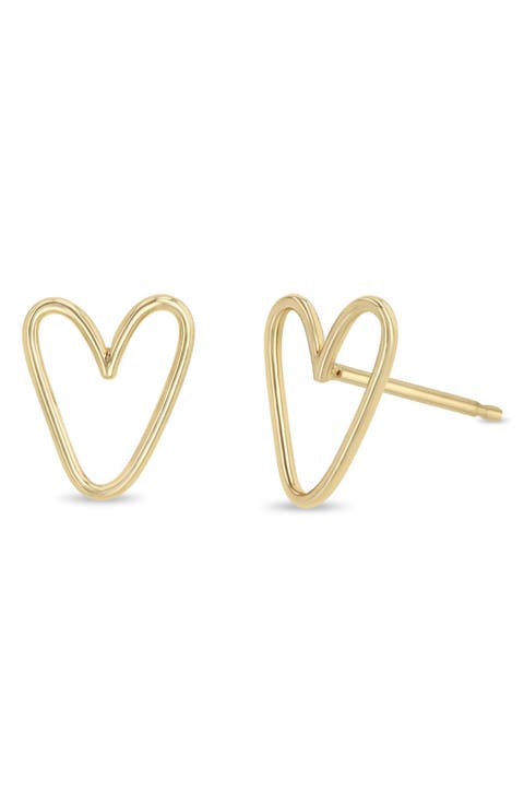 Open Heart Stud Earrings