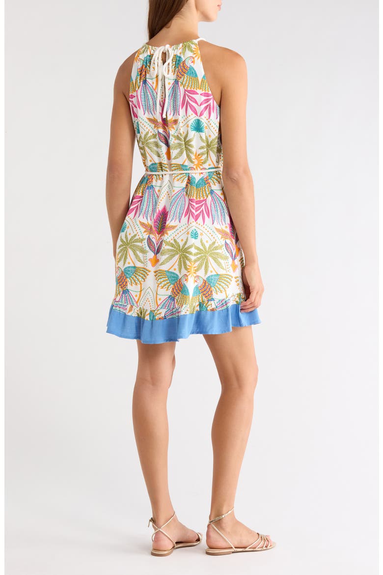 Malena Tie Waist Halter Minidress, Alternate, color, WHITE-MULTI