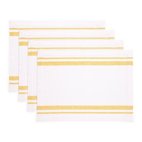 Linen Placemats Set of 4, 14 x 19" - French Stripe
