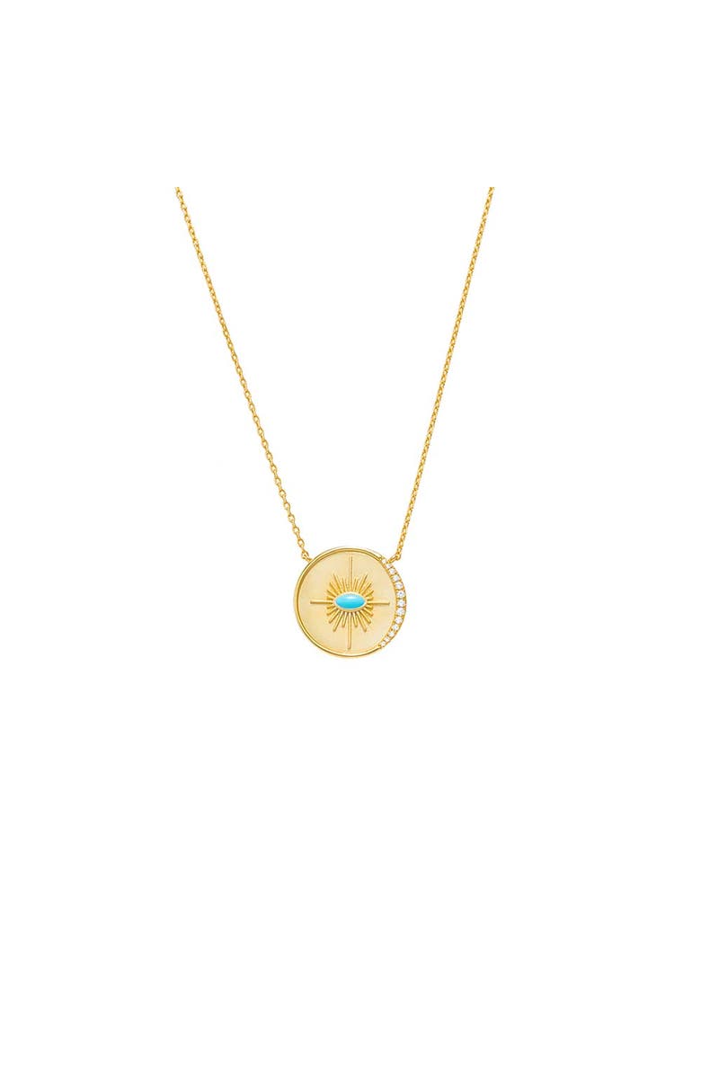 BY ADINA EDEN Turquoise Evil Eye Disc Pendant Necklace, Main, color, Turquoise