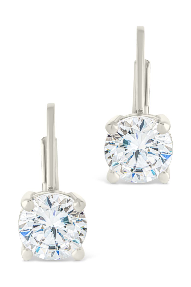 Round-Cut Cubic Zirconia Hoop Earrings, Alternate, color, SILVER