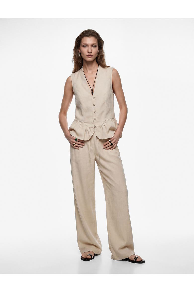 Drawstring Waist Wide Leg Trousers, Main, color, BEIGE