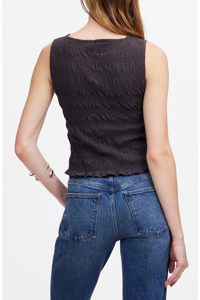 Smocked Tank Top, Alternate, color, SOFT CHARCOAL