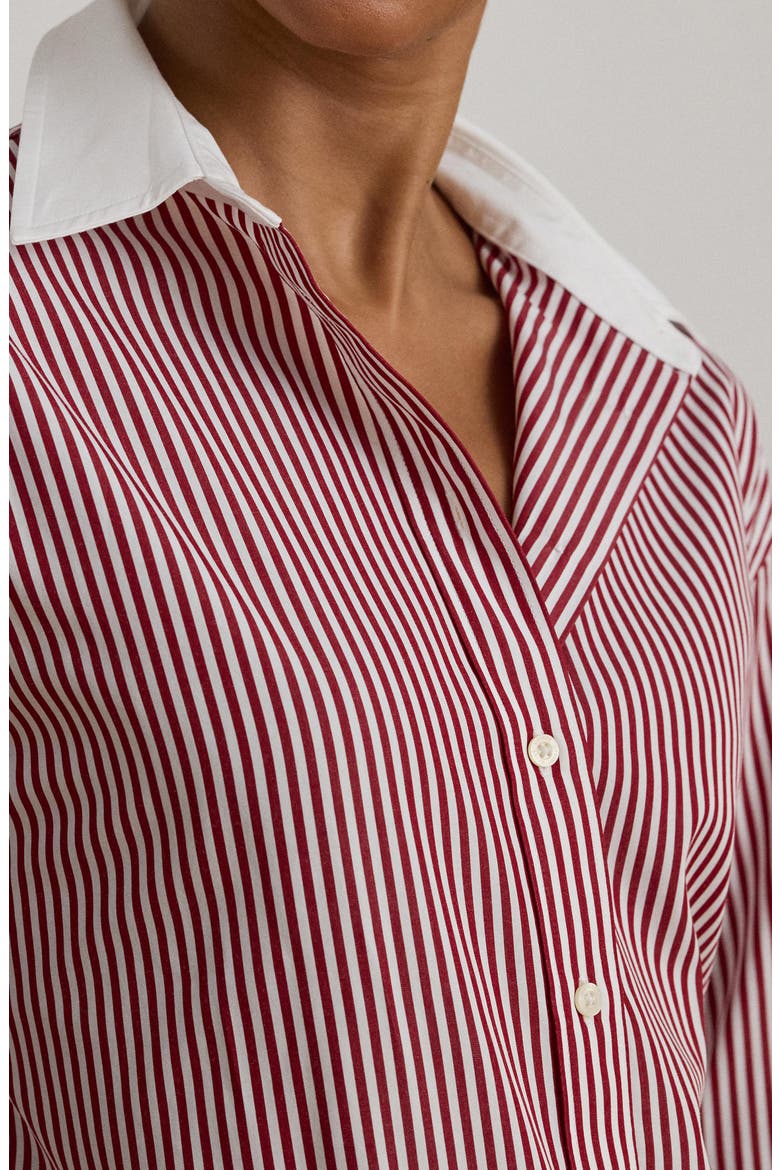 Stripe Cotton Broadcloth Button-Up Shirt, Alternate, color, BURGANDY/ WHITE MULTI