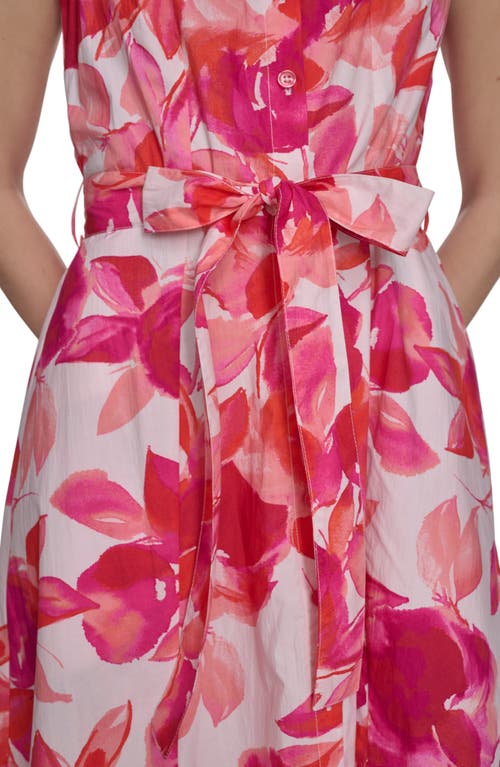 CALVIN KLEIN CALVIN KLEIN FLORAL SLEEVELESS COTTON SHIRTDRESS 
