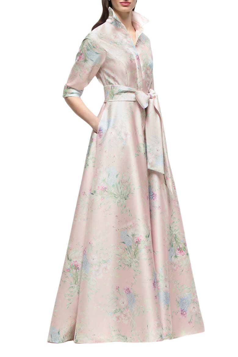 Sabine Floral Print Satin Gown, Alternate, color, ESME FLORAL