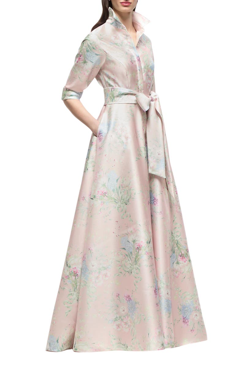 After Six Sabine Floral Print Satin Gown, Alternate, color, Esme Floral