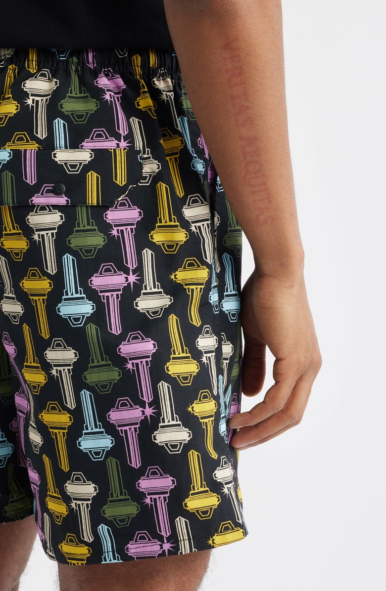 ICECREAM Keys Print Nylon Shorts, Alternate, color, Black