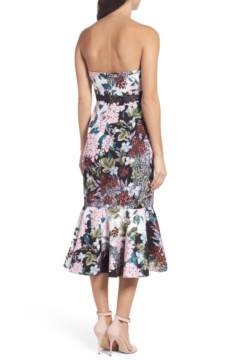 Keepsake the Label Floral Strapless Midi Dress, Alternate, color, 