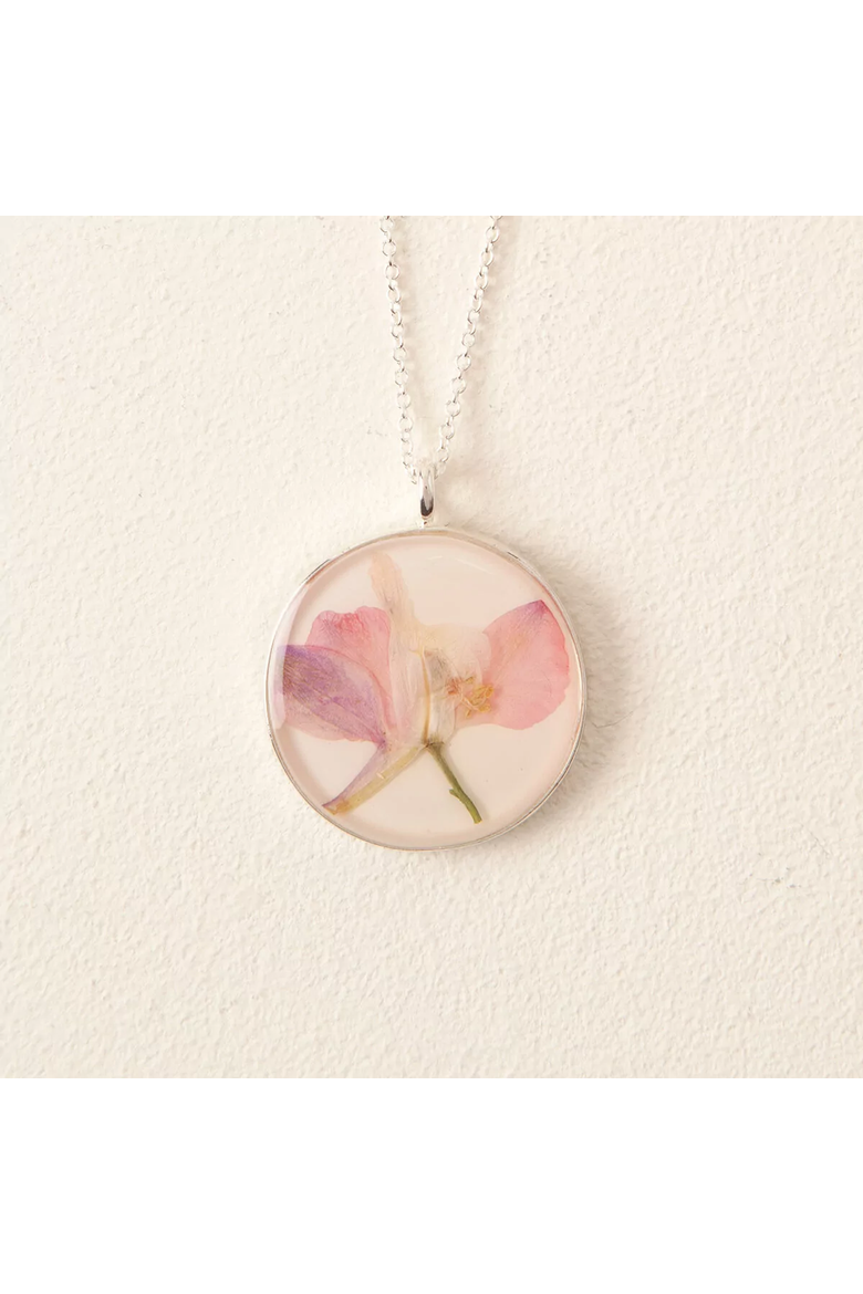 Birth Flower Necklace by Shari Dixon, Alternate, color, July / Larkspur
