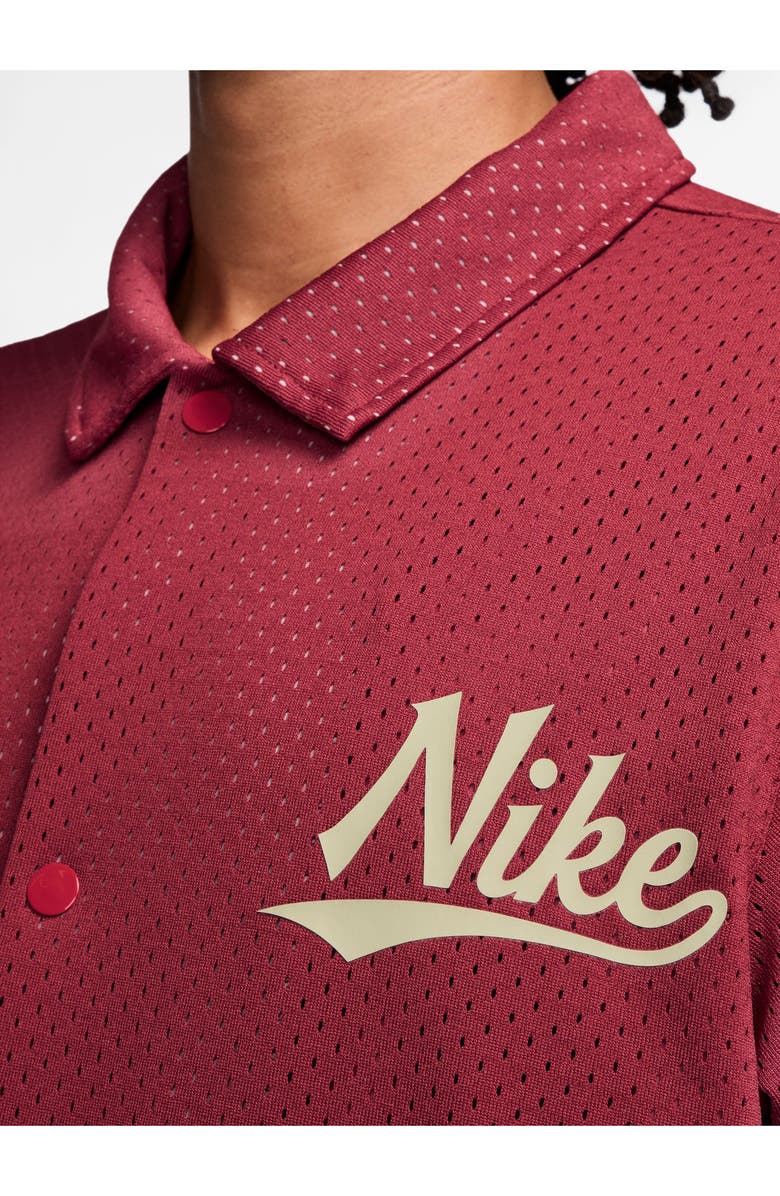 Nike Logo Detail Mesh Coach Jacket, Alternate, color, Team Crimson/ Light Khaki
