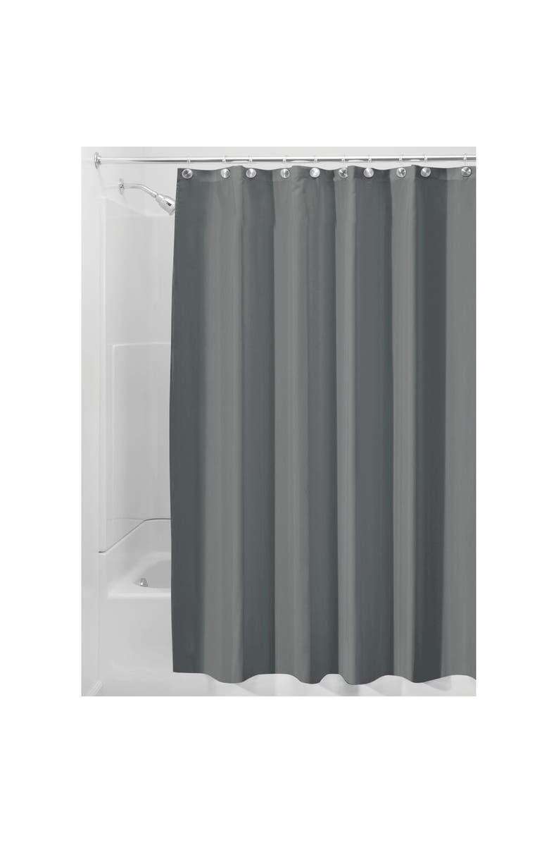 iDesign Solid Polyester Shower Curtain - 72" x 72" - Set of 2 - Gray, Alternate, color,