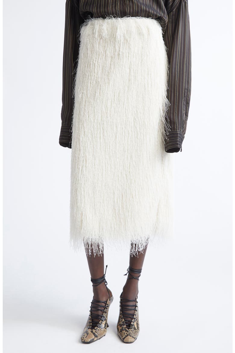 Sokna Fringe Midi Skirt, Main, color, WHITE