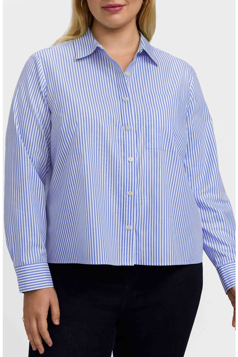 Jodie Stripe Cotton Button-Up Blouse, Main, color, POWDER BLUE/ WHITE