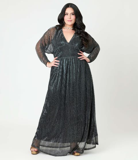 Plus Size Faux Wrap Maxi Dress