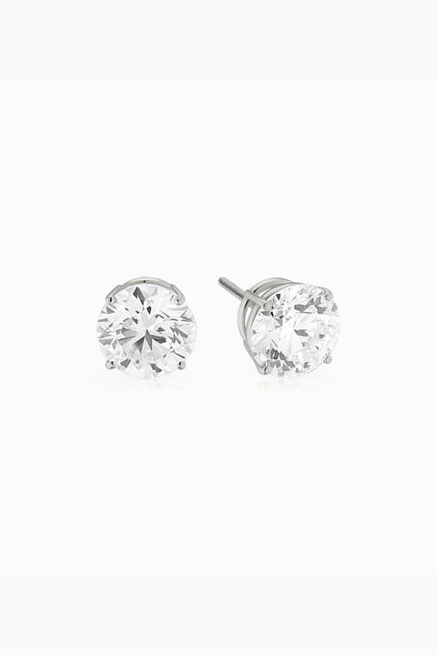 14K Solid Gold Luminous 4 Carat Lab Diamond Large Studs