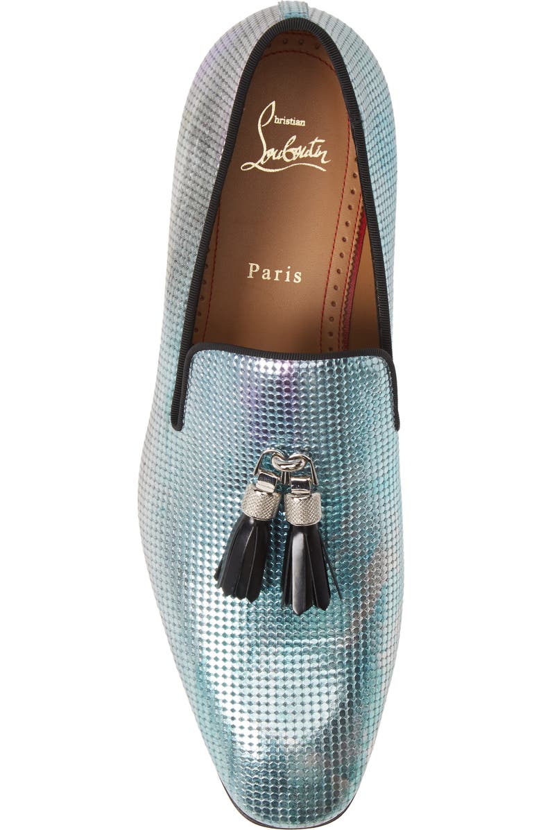 Christian Louboutin Rivalion Flat Spec Pointillé Iridescent Tassel Loafer, Alternate, color,