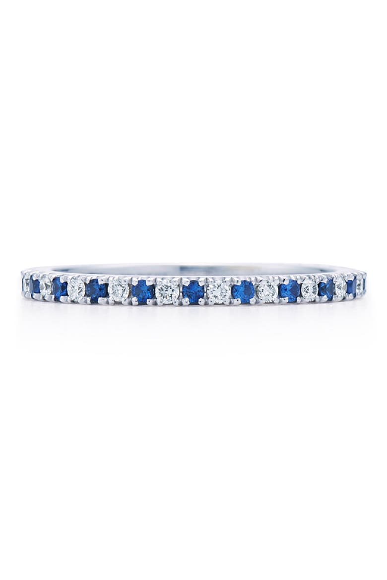 Diamond & Sapphire Stackable Ring, Main, color, WHITE GOLD