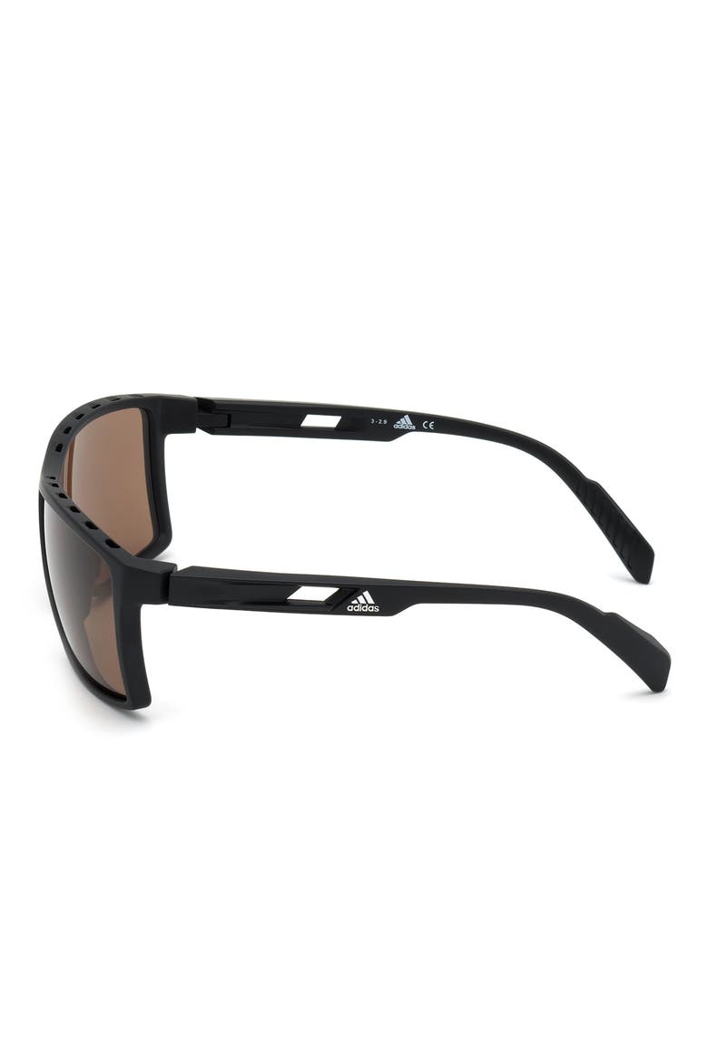 63mm Rectangular Sunglasses, Alternate, color, MATTE BLACK / BROWN LENSES