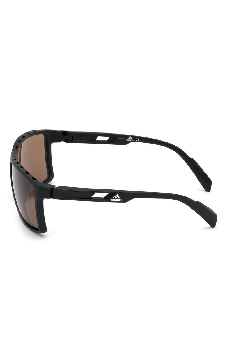 adidas 63mm Rectangular Sunglasses, Alternate, color, Matte Black / Brown Lenses