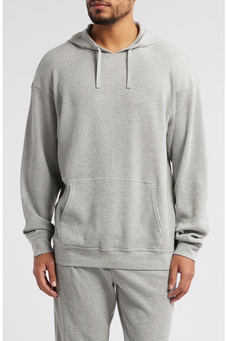Cotton Blend Thermal Hoodie, Main, color, GREY HEATHER