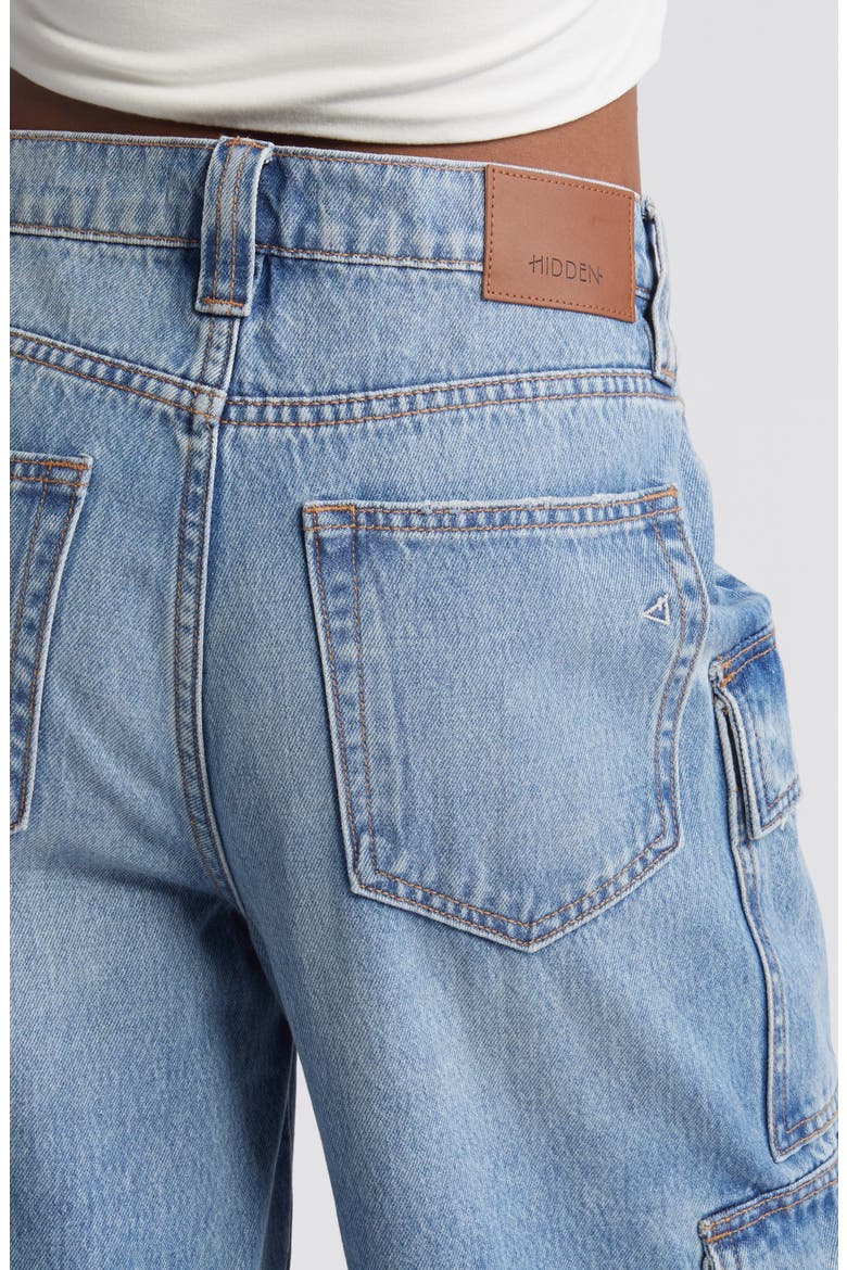 Baggy Denim Cargo Shorts, Alternate, color, MEDIUM WASH