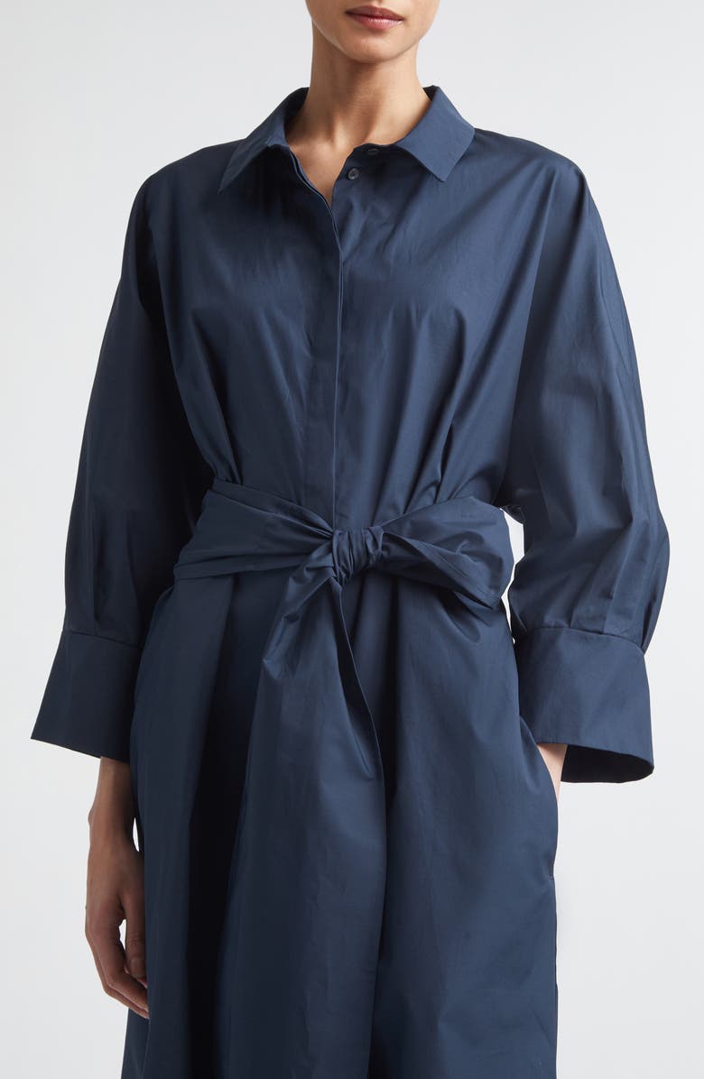 Max Mara Tabata Long Sleeve Cotton Shirtdress, Alternate, color, Midnight Blue