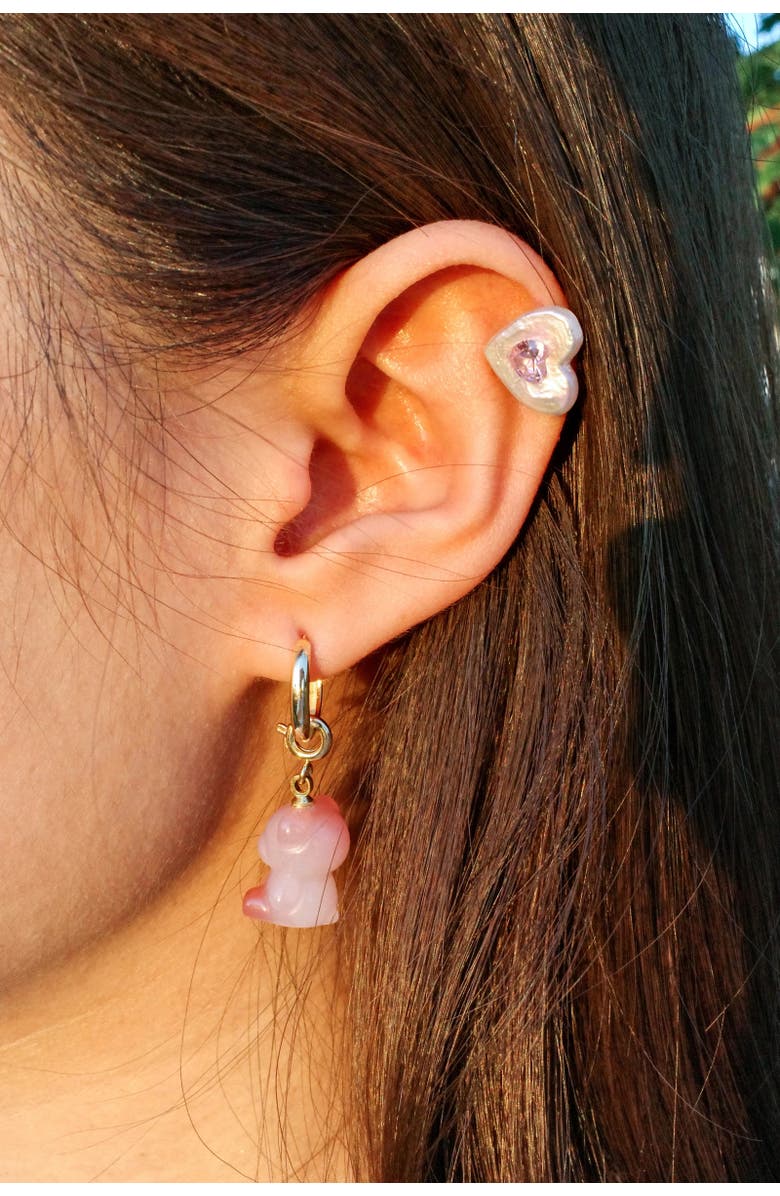 seree Bear Agate Charm Earrings, Alternate, color, Pink