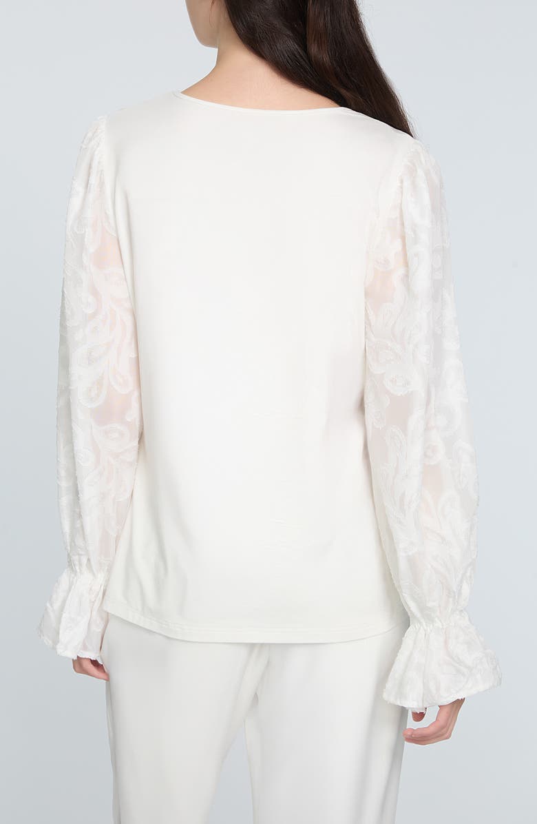 Elie Tahari The Mavea Mixed Media Top, Alternate, color, Sky White