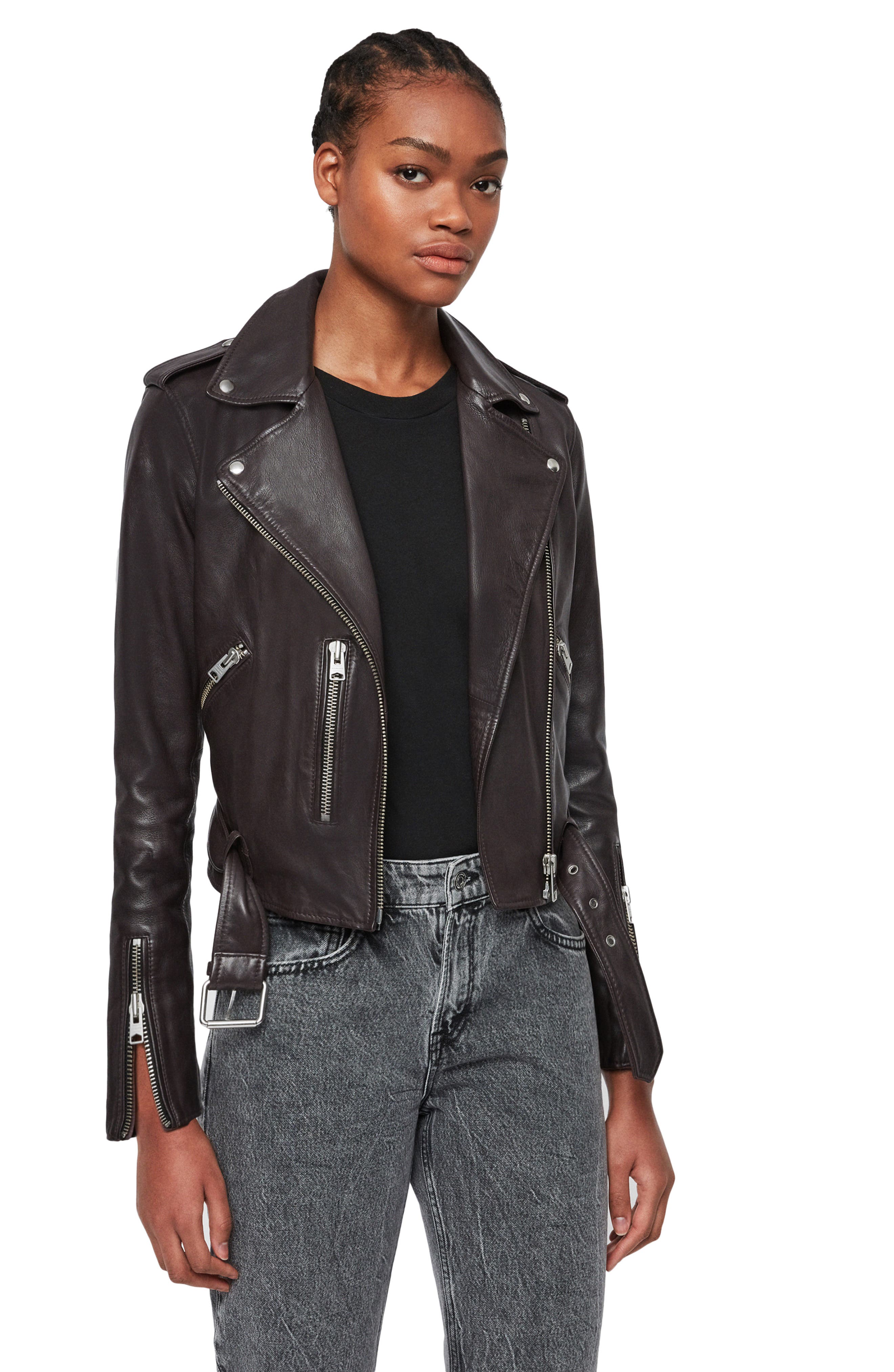 AllSaints Balfern Leather Biker Jacket (Women) | Nordstrom