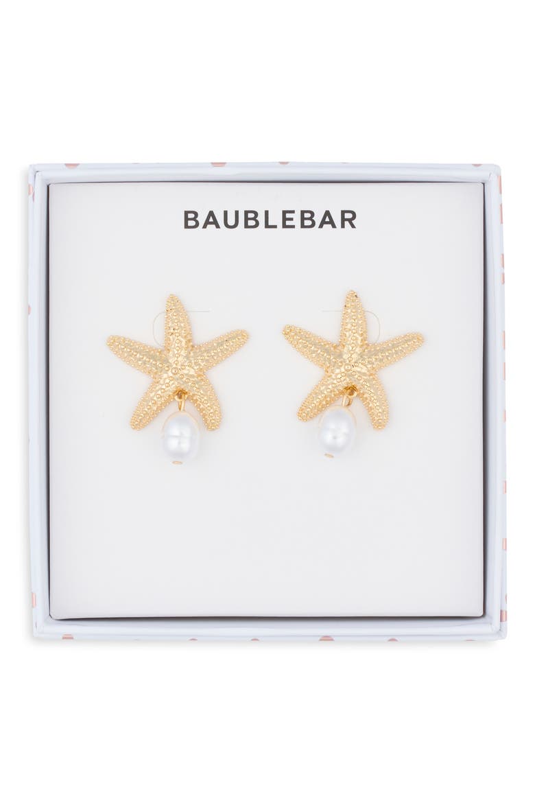 O-Fish-Ally a Star Faux Pearl Drop Statement Earrings, Main, color, GOLD