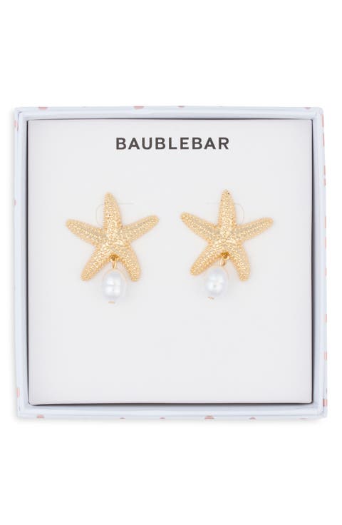 O-Fish-Ally a Star Faux Pearl Drop Statement Earrings