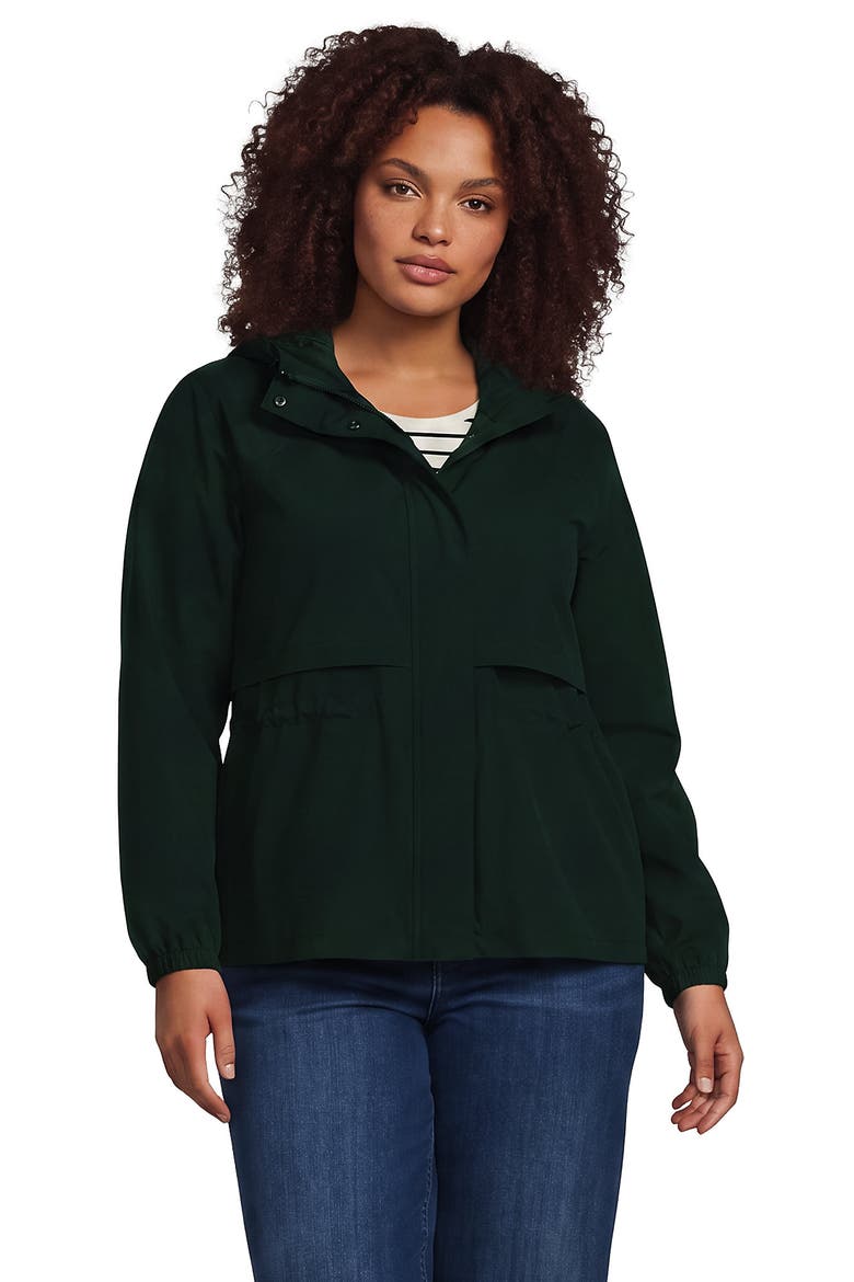 Plus Size Print Squall Packable Rain Jacket, Main, color, Woodland Forest