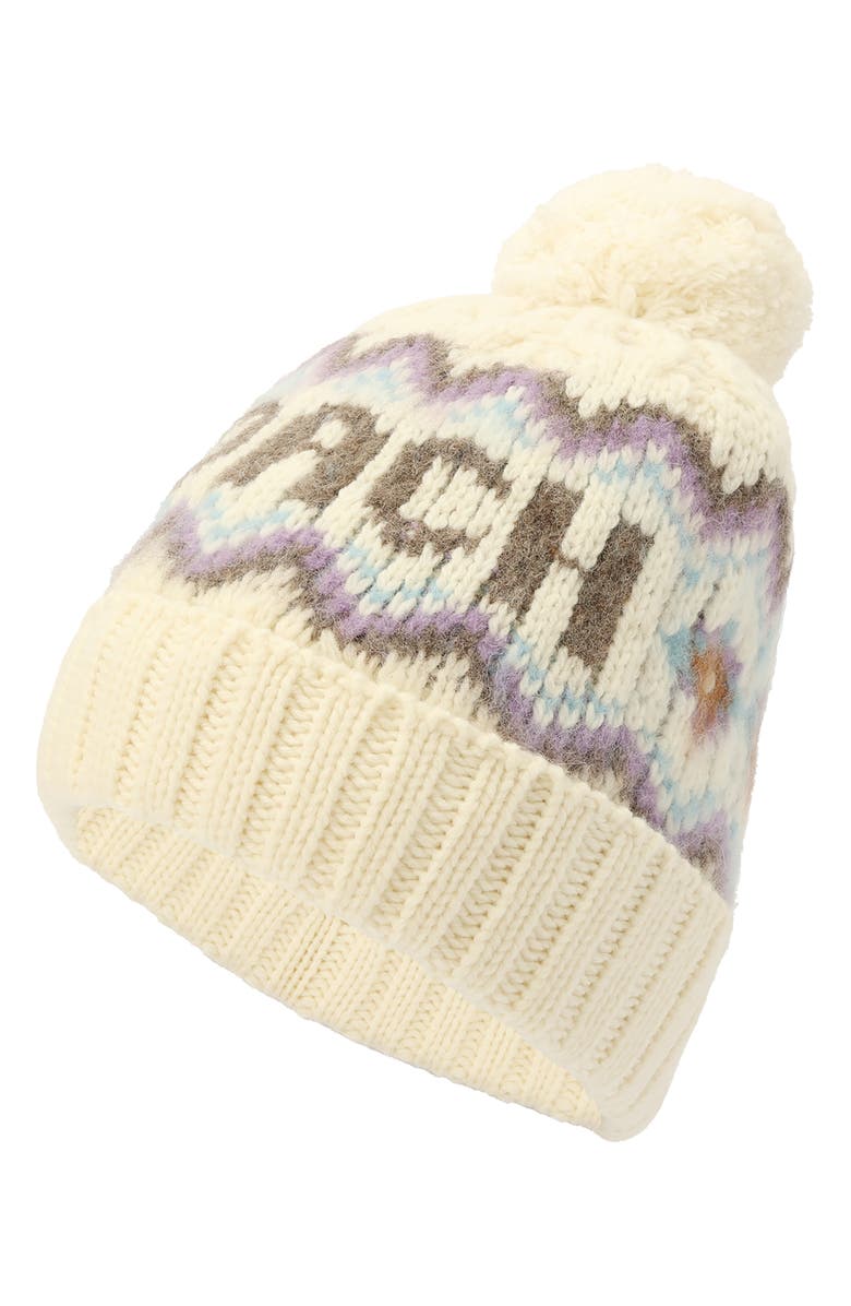 COACH Fair Isle Wool Blend Pom Beanie, Alternate, color, Chalk Multi