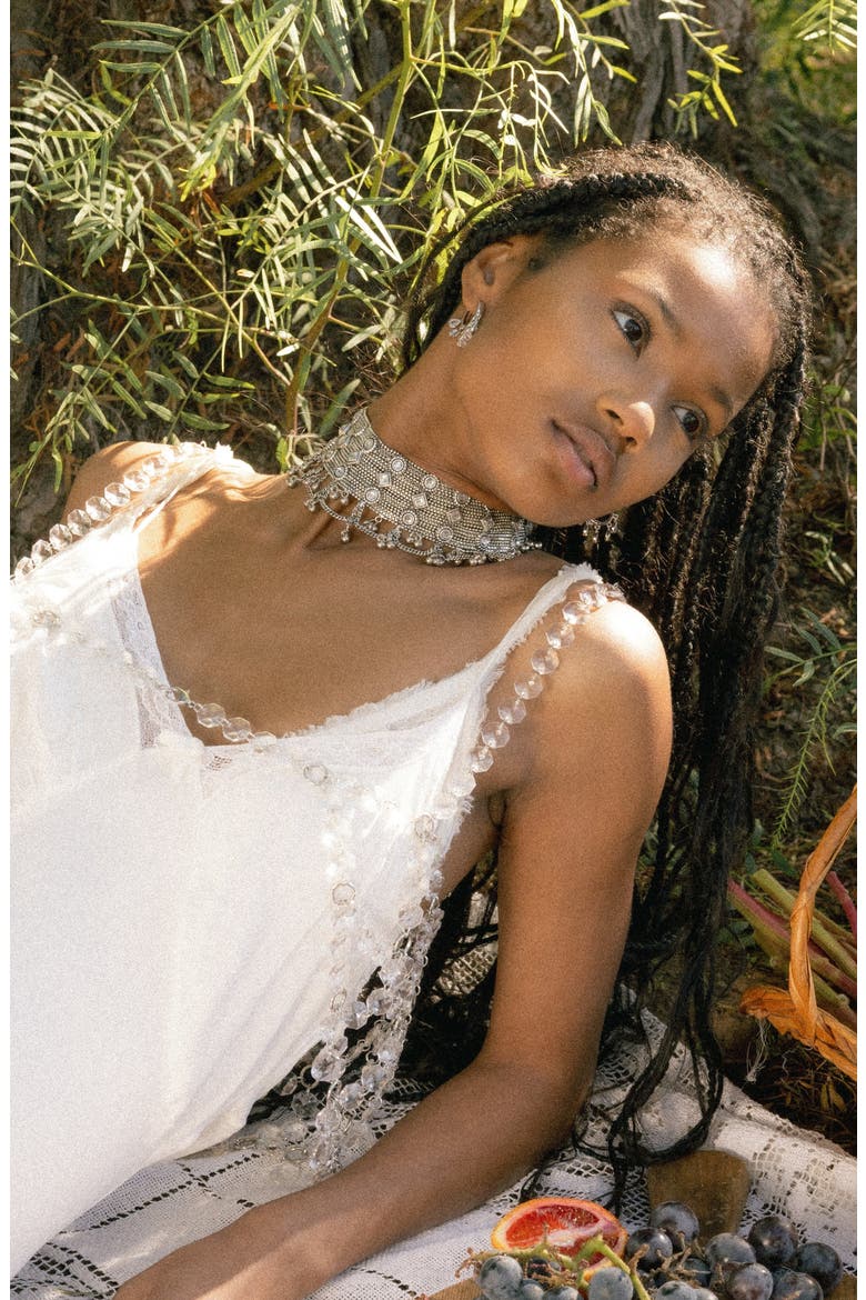 Parvati Goddess Choker Necklace, Alternate, color, SILVER