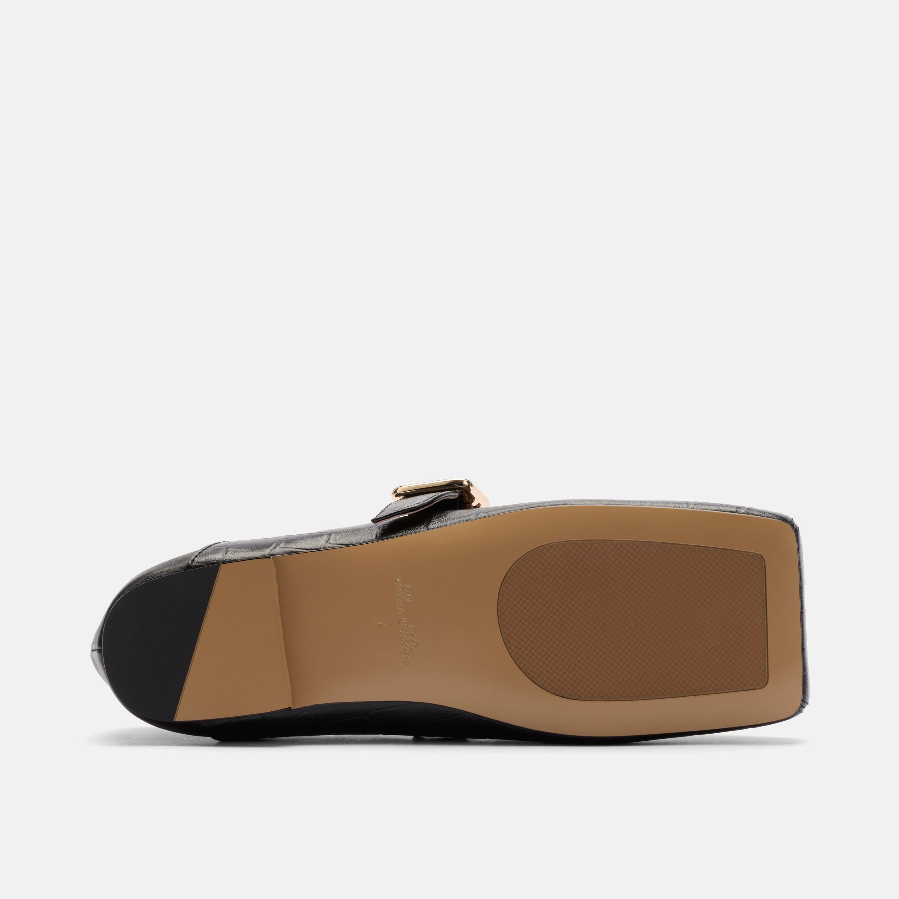 Sutton Croc Embossed Leather Mary Jane Flat, Alternate, color, Black Croc