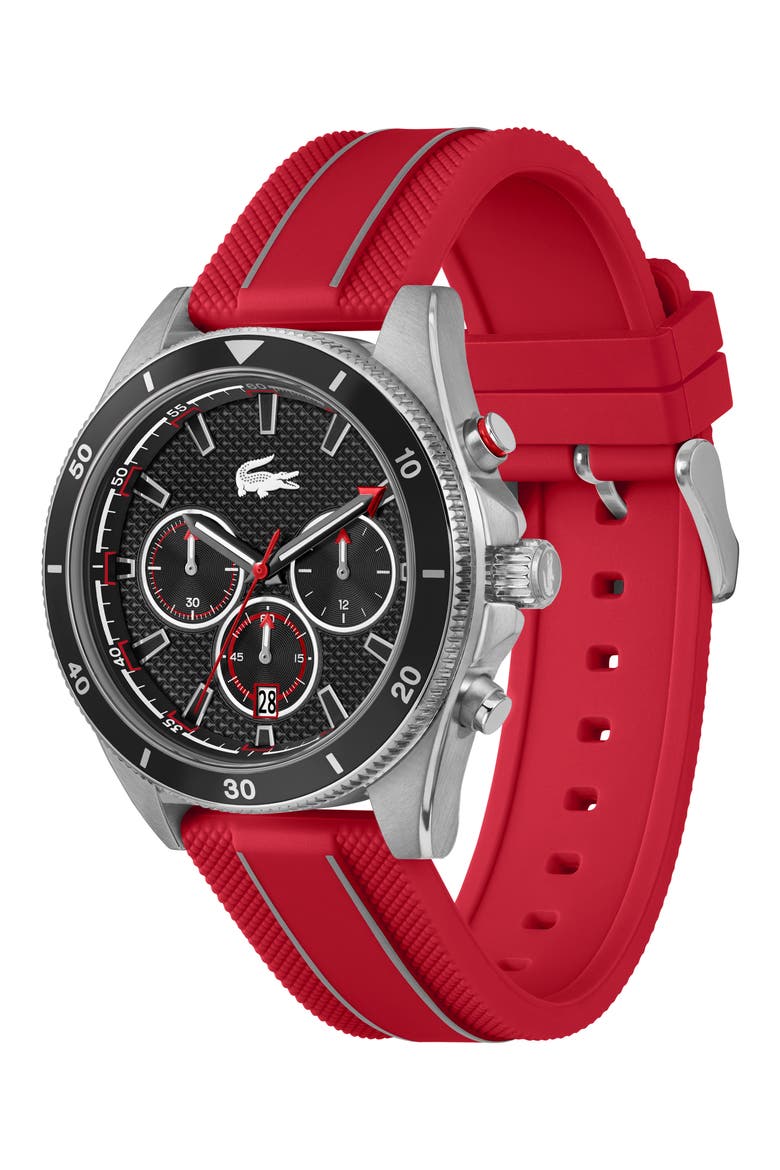 Mainsail Chronograph Silicone Strap Watch, 43mm, Alternate, color, RED/ BLACK