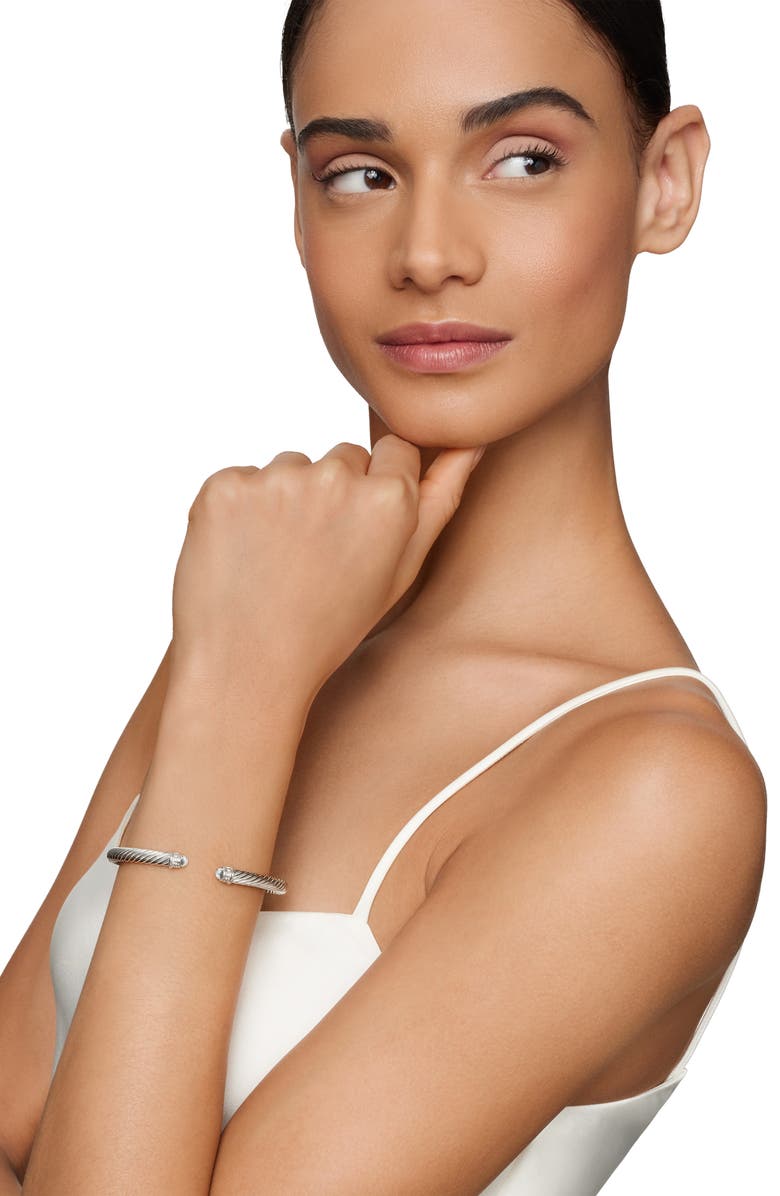 David Yurman Classic Cable Bracelet in Sterling Silver with Diamonds, 5mm, Alternate, color, Silver Dome