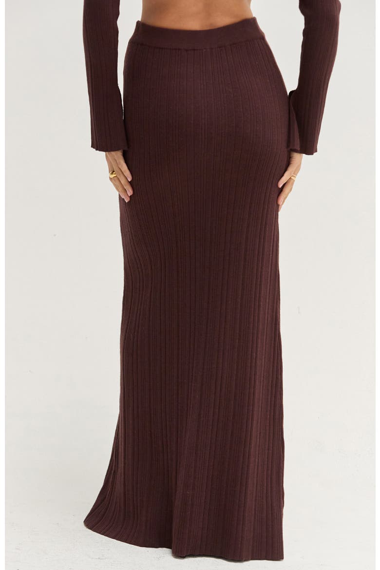 Ribbed Knit Maxi Skirt, Alternate, color, Espresso
